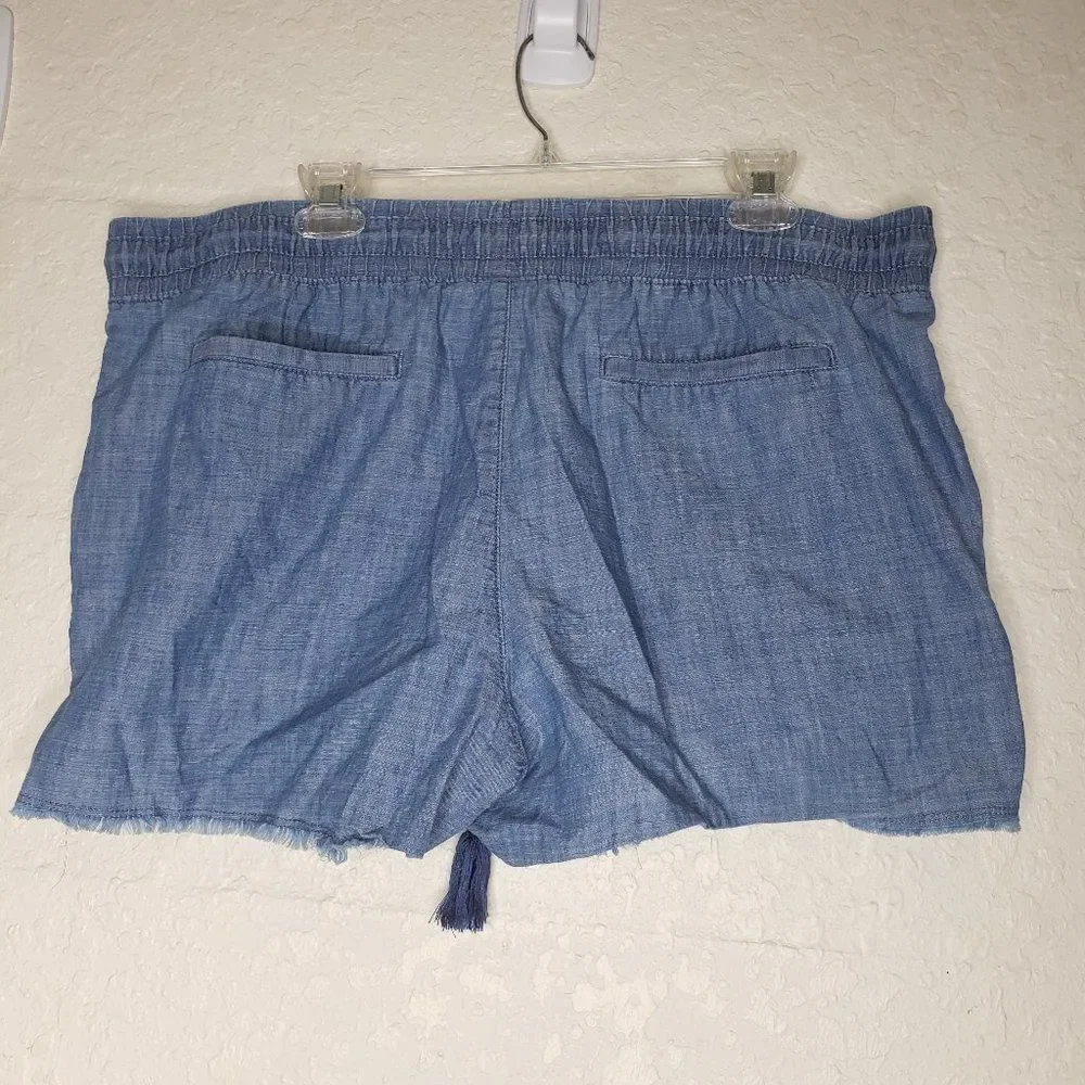 Time and Tru Chambray Jean Cutoff Fringe Shorts XL - Picture 8 of 13